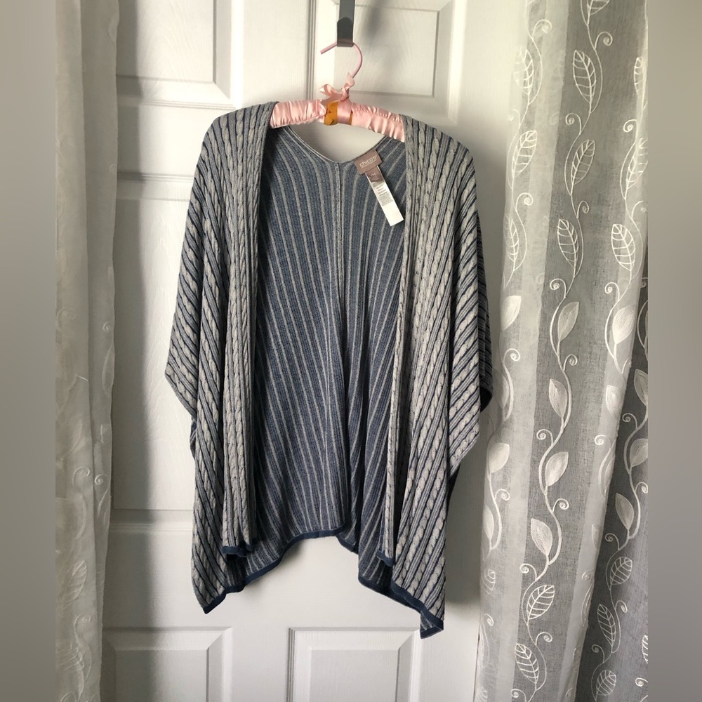 Chico’s wrap Striped sweater knit cardigan poncho size 0 (S)